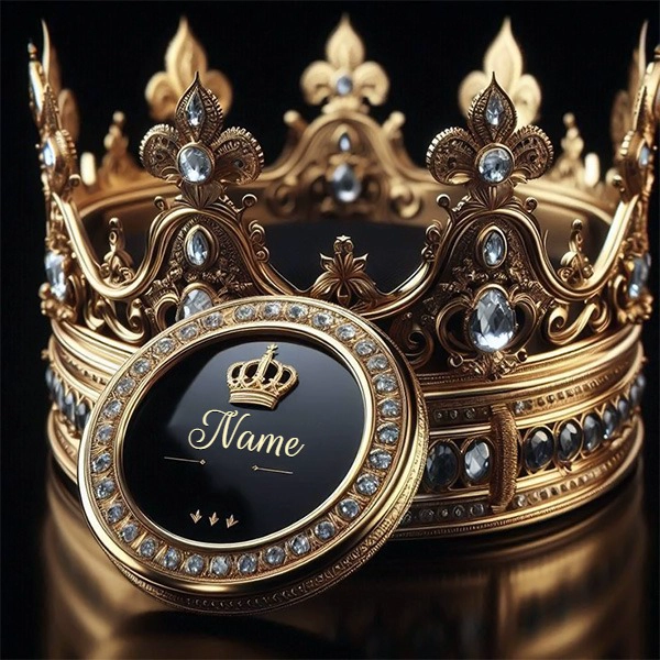 Personaliza tu nombre en una imagen de corona dorada majestuosa