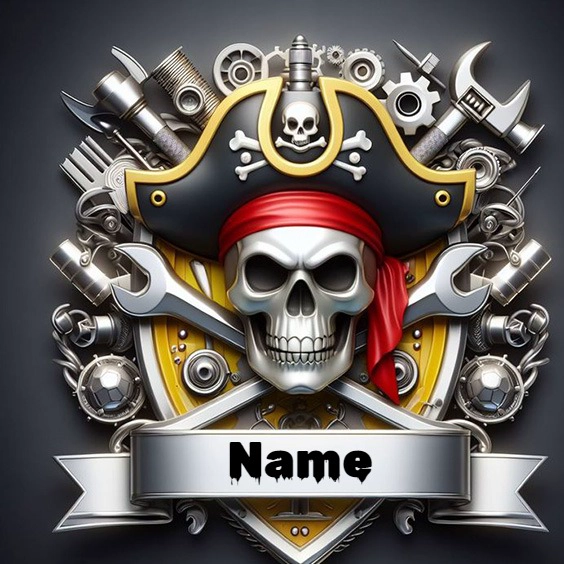 Personaliza tu imagen pirata con tu nombre en un diseño audaz