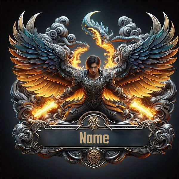 Personaliza tu imagen de guerrero alado con espadas brillantes