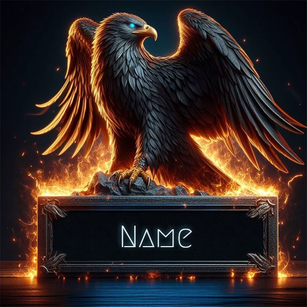 Personaliza tu imagen con un águila majestuosa y llamas vibrantes
