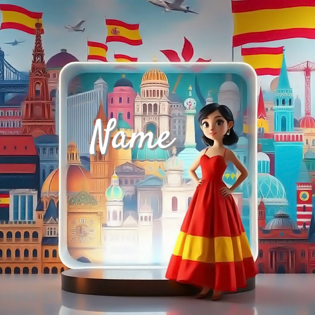 Personaliza Arte con Tu Nombre: Paisaje y Personaje Español
