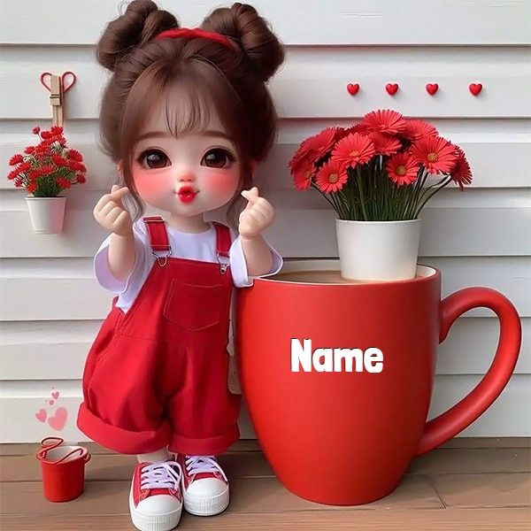 Personaliza tu imagen con esta adorable niña en rojo vibrante