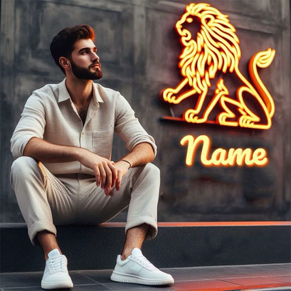 Personaliza tu imagen con un león neón y un toque personal