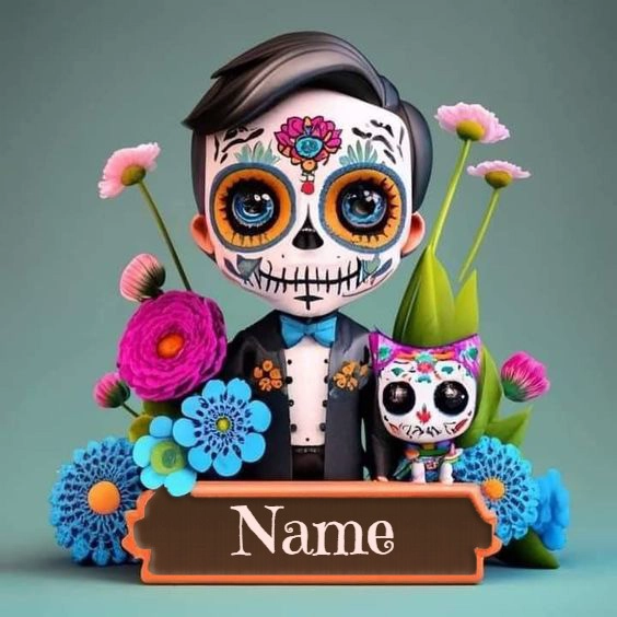 Personaliza tu imagen del vibrante personaje "calavera de azúcar"