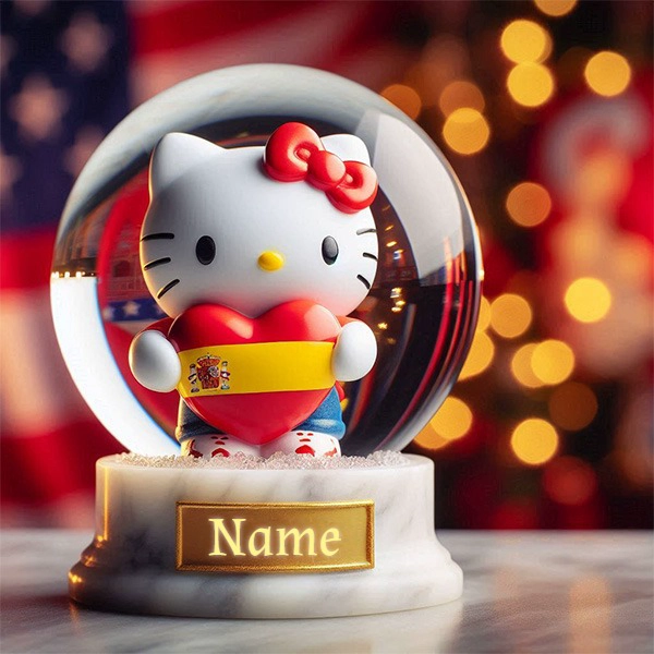 Personaliza tu bola de nieve Hello Kitty con bandera española