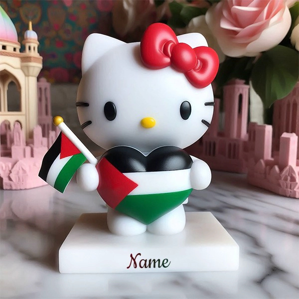 Apoya con la figura de Hello Kitty con la bandera palestina
