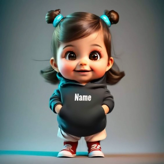 Retrato de niña cartoon con diseño Pixar por T. K. Padmini