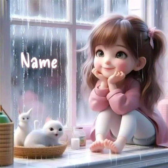 Personaliza tu imagen rosa con tu nombre y personajes adorables