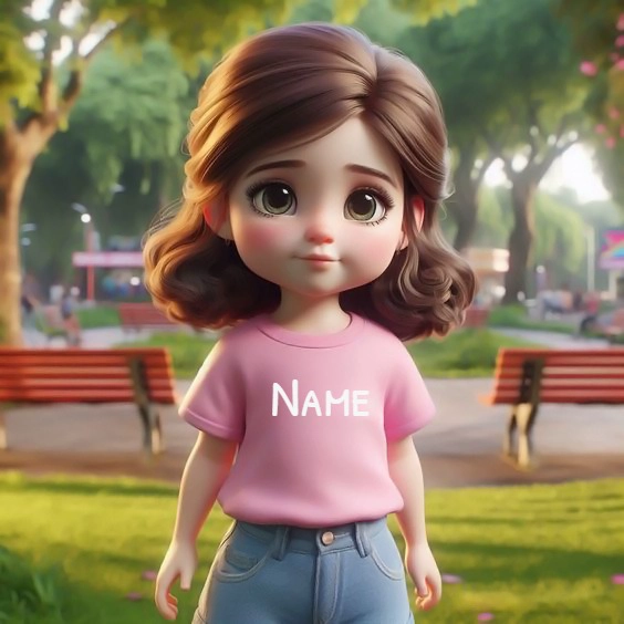 Personaliza tu Camiseta con Nombre y una Linda Chica en el Parque