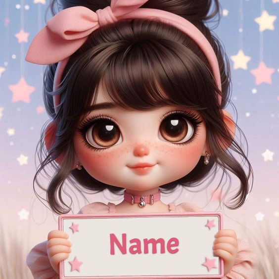 Plantilla Personalizada Rosa y Pastel con Adorable Chica de Dibujos