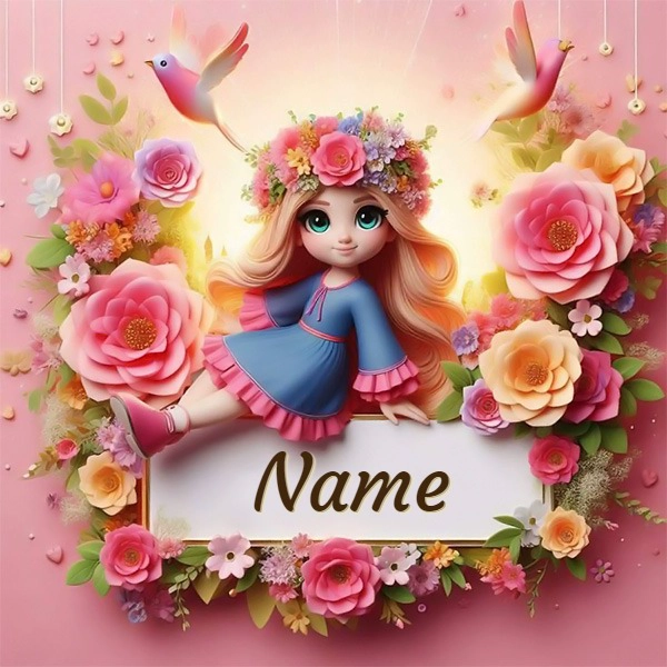 Plantilla de imagen personalizable de muñeca floral encantadora