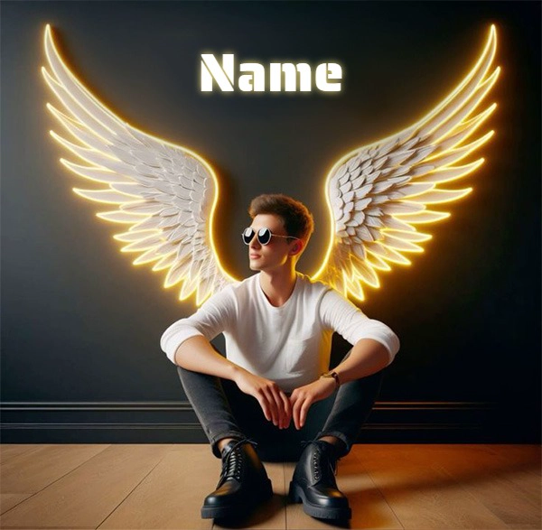 Personaliza tu imagen con alas doradas y compártela fácilmente