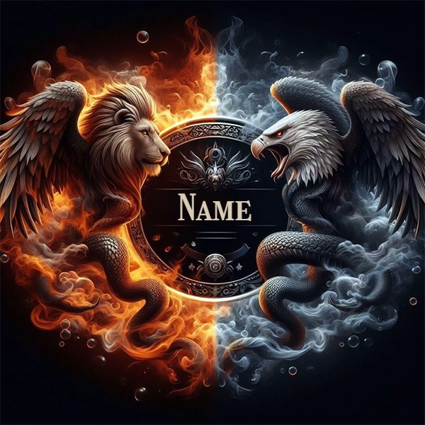 Personaliza la dualidad: león y águila en diseño impactante