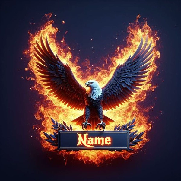 Personaliza tu nombre en un águila llameante y majestuosa