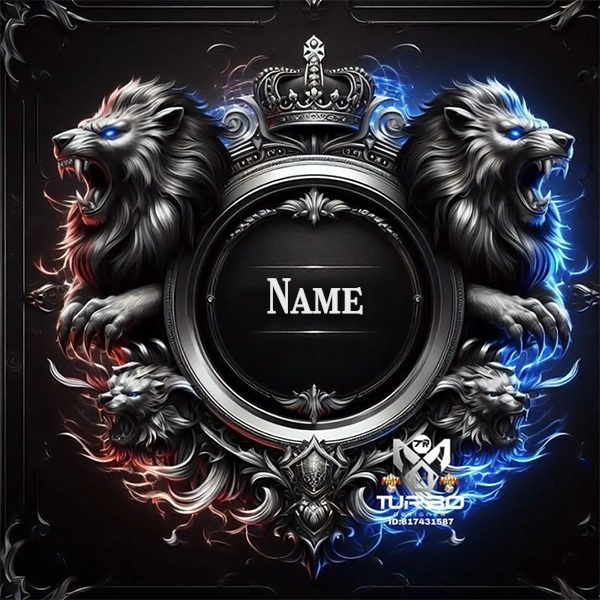 Personaliza tu emblema feroz con leones rugientes y corona