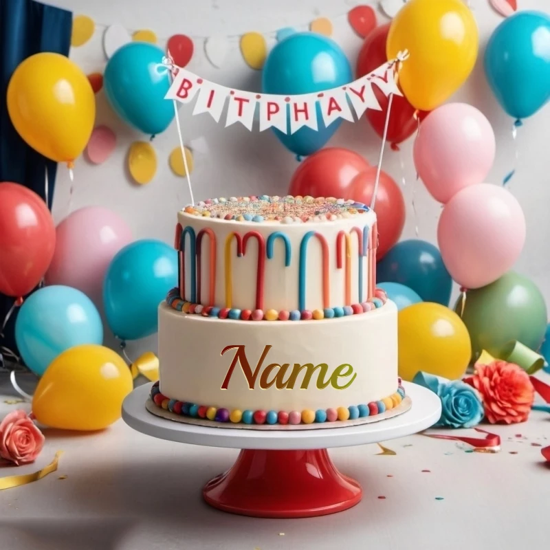 Personaliza tu pastel de cumpleaños colorido con tu nombre