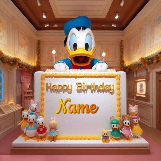 Personaliza tu imagen de cumpleaños alegre con Donald Duck