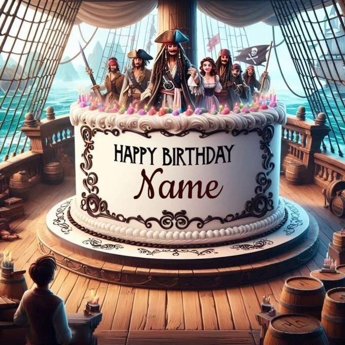 Personaliza tu mensaje de cumpleaños con un pastel pirata