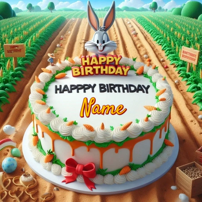 Personaliza tu pastel de cumpleaños con Bugs Bunny y zanahorias