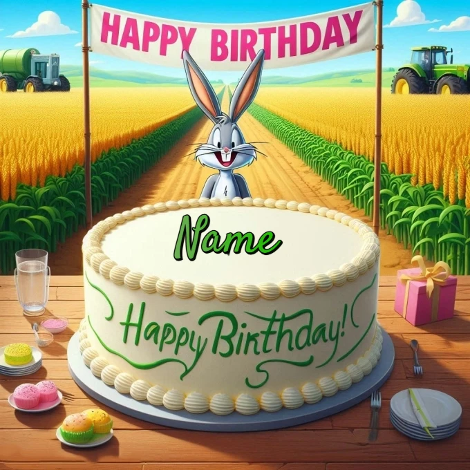 Personaliza tu imagen de cumpleaños con Bugs Bunny y tu nombre