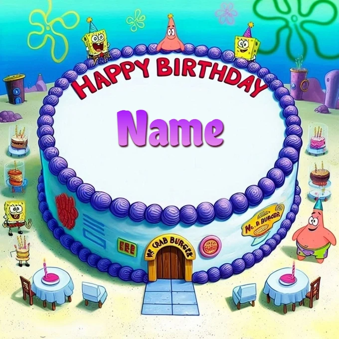 Personaliza tu pastel de cumpleaños de Bob Esponja con tu nombre