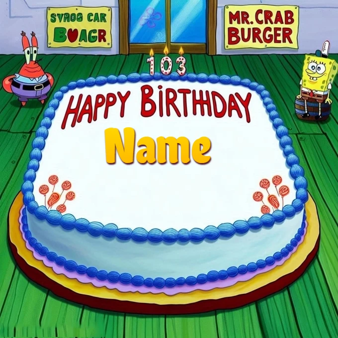 Personaliza el pastel de cumpleaños de Bob Esponja con tu nombre