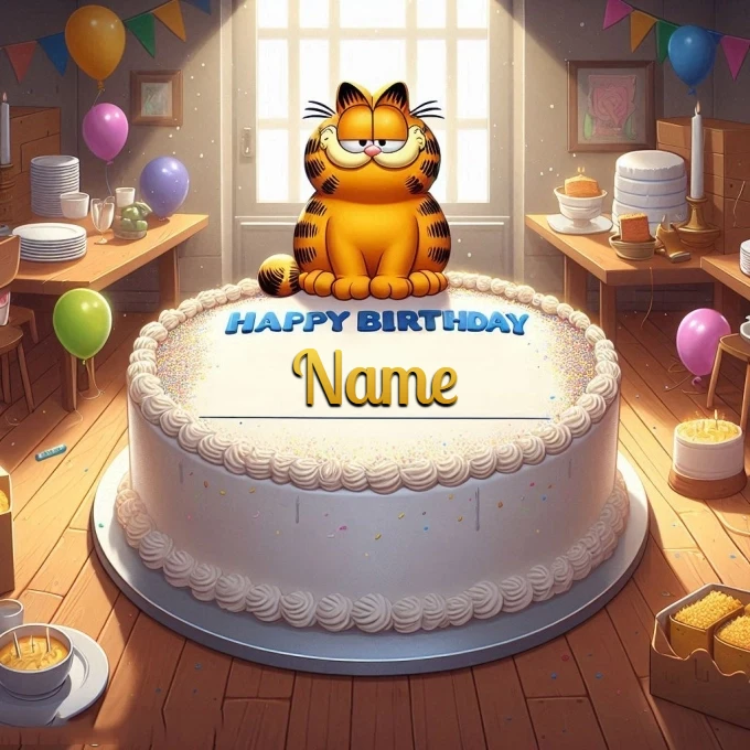 Personaliza tu tarta de cumpleaños con Garfield y tu nombre