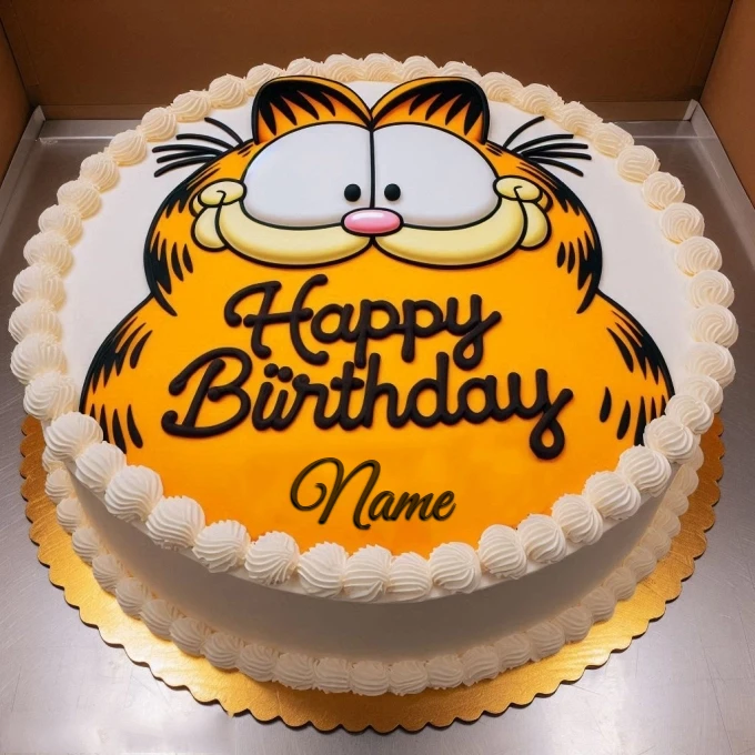 Personaliza tu pastel de cumpleaños de Garfield con tu nombre