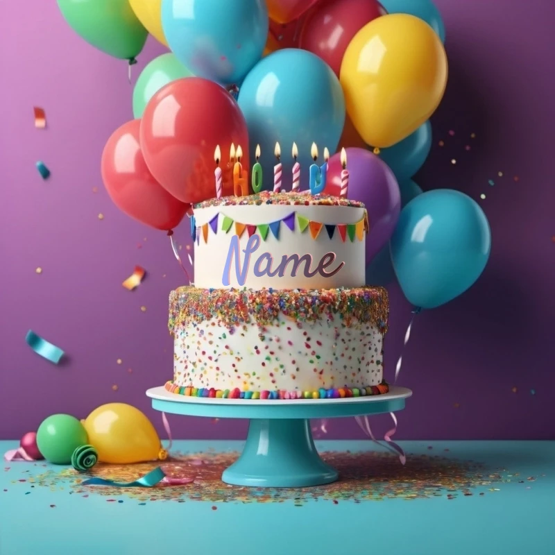 Personaliza tu saludo de cumpleaños con un pastel colorido