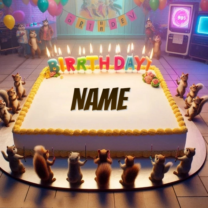 Personaliza tu imagen de cumpleaños con ardillas animadas