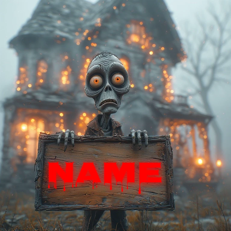 Dale un toque espeluznante a tu nombre en nuestro diseño zombi