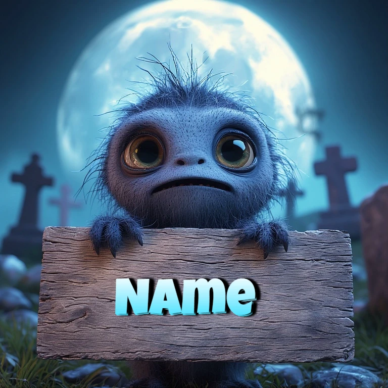 Añade tu nombre a este tierno monstruo bajo la luna encantada