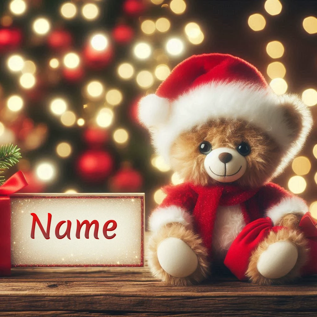 Personaliza tu saludo de Año Nuevo con un tierno oso navideño