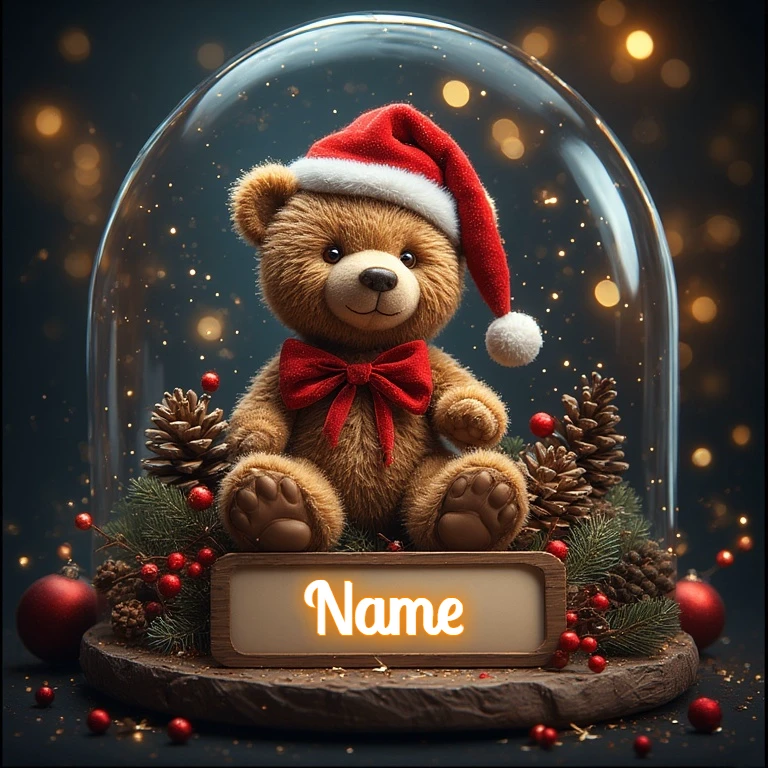 Personaliza con tu nombre un adorable osito navideño