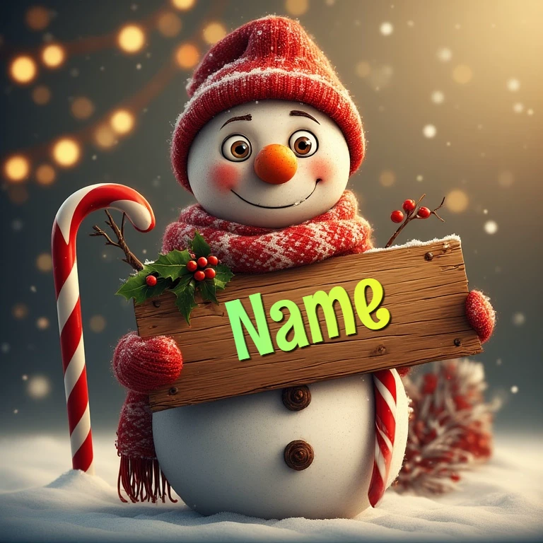 Personaliza tu saludo navideño con un alegre muñeco de nieve