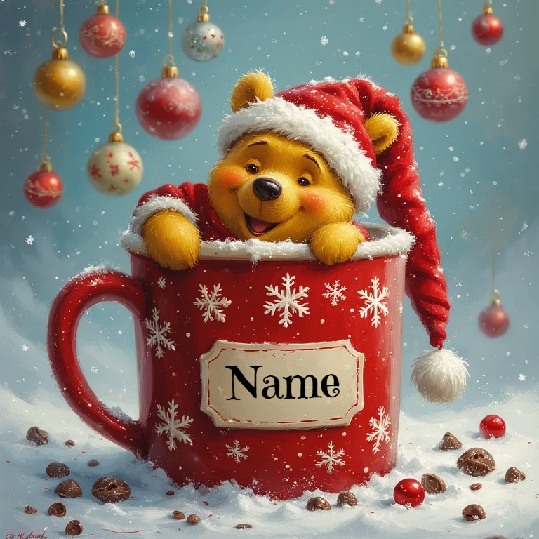 Personaliza tu Navidad con Winnie the Pooh y su gorro de Santa