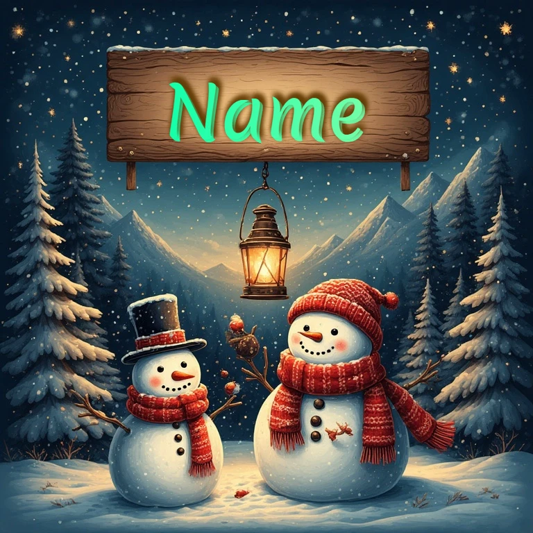 Personaliza tu invierno mágico con dos muñecos de nieve felices