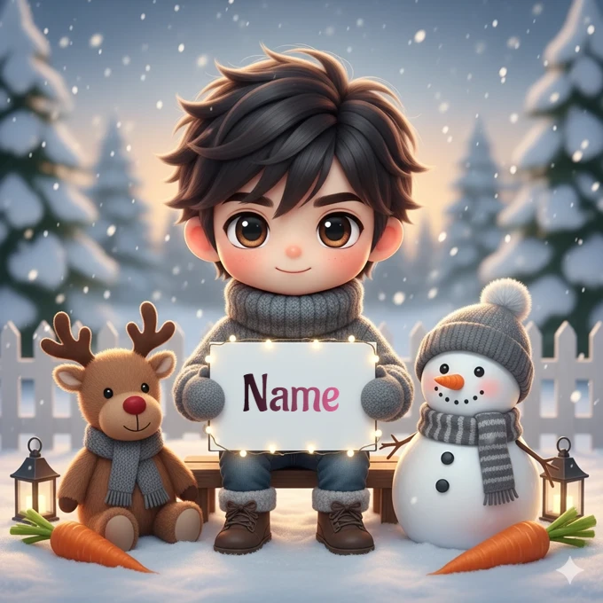 Deja tu huella festiva con un muñeco de nieve y un árbol moderno