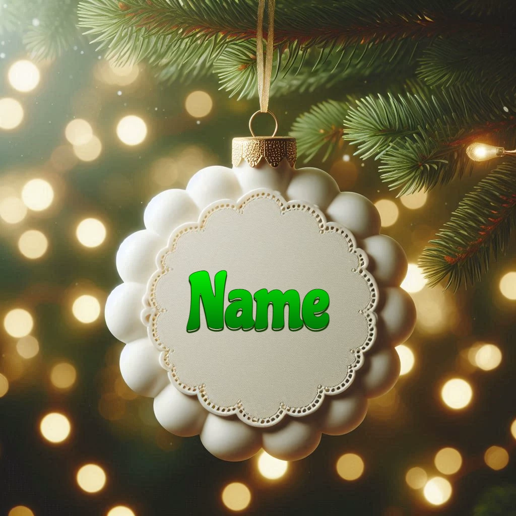 Personaliza tu adorno navideño blanco y dorado único