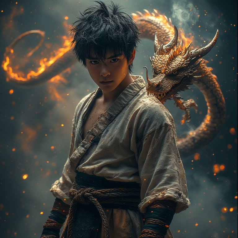 Conviértete en un guerrero con dragón dorado al hombro