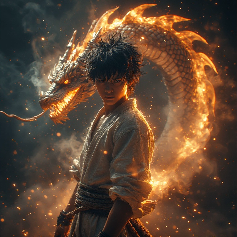 Conviértete en el guerrero épico junto a un dragón imponente