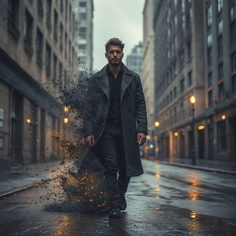 Transforma tu rostro en un paseo mágico por la ciudad lluviosa
