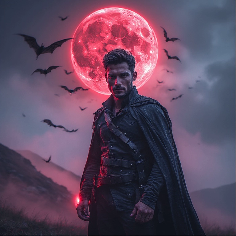 Transforma tu rostro en una escena gótica y mística bajo la luna roja