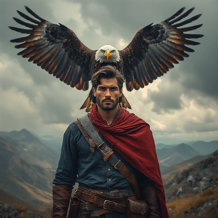 Transforma tu rostro en un héroe épico con un águila majestuosa