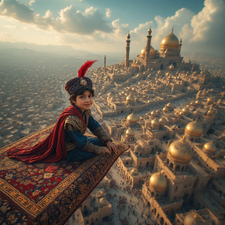 Viaja en alfombra mágica con tu propio rostro en la imagen