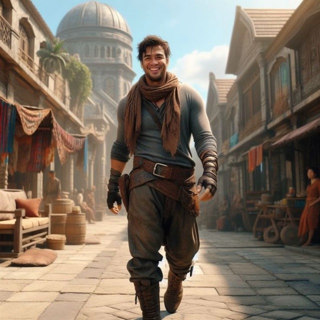 Transforma tu rostro en un aventurero en un antiguo bazar oriental