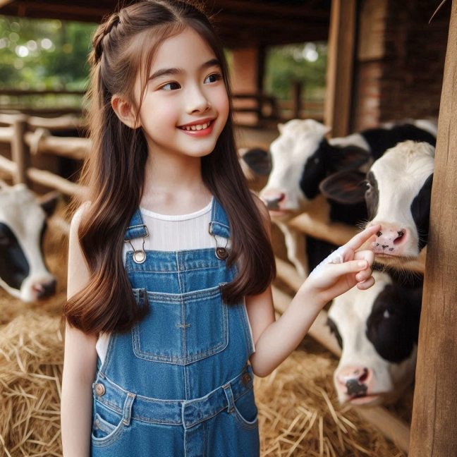 Vive la aventura rural intercambiando rostros con una niña vaquera