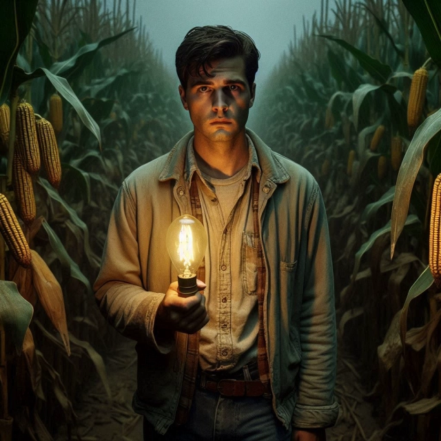 Transforma tu rostro en un personaje de película en un campo de maíz