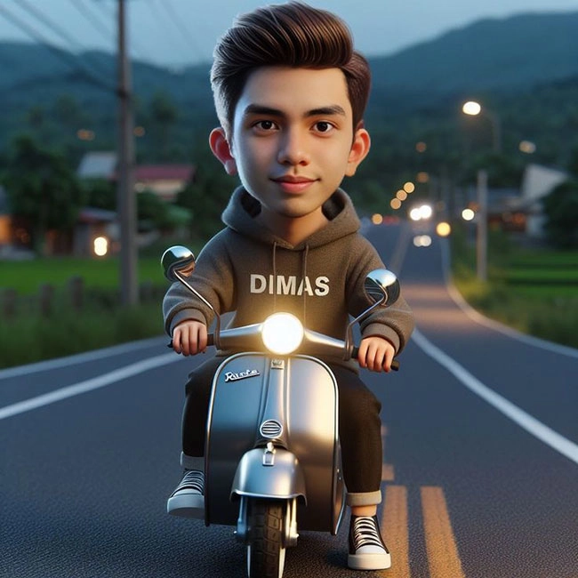 Cambia tu rostro con personajes animados en scooter con IA divertida