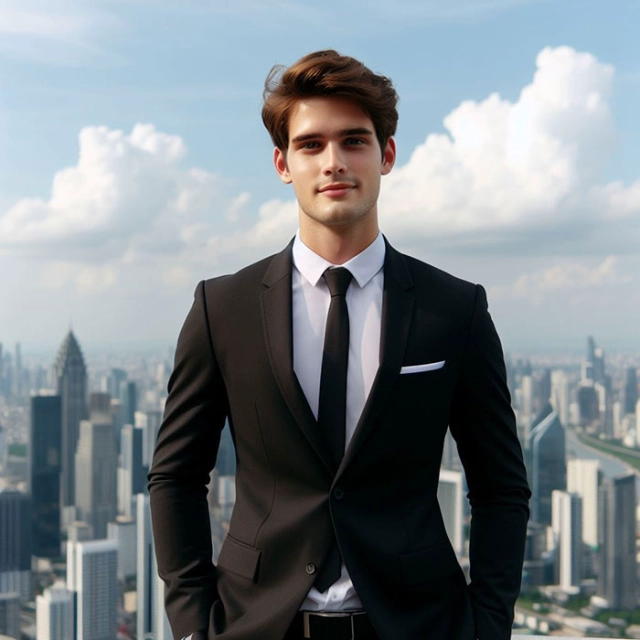 Transforma tu imagen con el face-swap de un empresario moderno